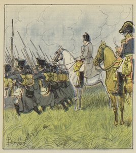 天皇は戦闘中の徴兵を熟考している 作： after Louis Charles Bombled