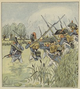 フランス軍がピアーブを横切る 作： after Louis Charles Bombled