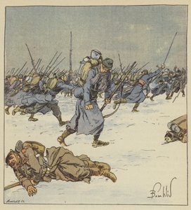第10大隊のハンターマーティンはプロイセンの非下士官の体に彼の銃剣を残します 作： after Louis Charles Bombled