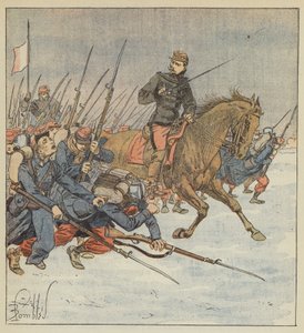 デフランドル将軍は大隊を訓練してレイを攻撃する 作： after Louis Charles Bombled