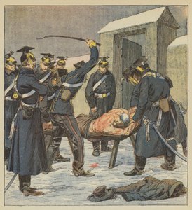 ヴィリヤーズ市長はプロイセンの将校の命令で血に鞭を打つ 作： after Louis Charles Bombled