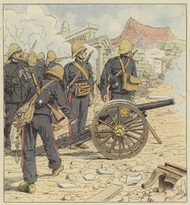 フランス人はChoum-Tsche-Menのドアで射撃しています 作： after Louis Charles Bombled