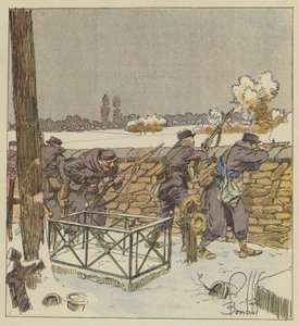パリの狙撃兵がモンソート墓地を守る 作： after Louis Charles Bombled