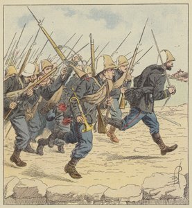 Tien-Tsinの土手道の海兵歩兵 作： after Louis Charles Bombled