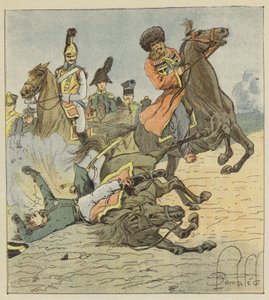 1813年8月26日、ドレスデンでのモローの死 作： after Louis Charles Bombled