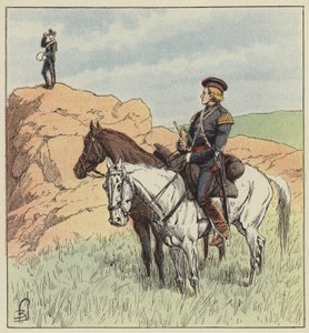 ピンヤンの前で偵察中のコサック将校 作： after Louis Charles Bombled
