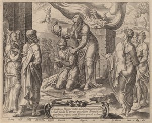 ダビデに油を注ぐサミュエル 作： after Maerten van Heemskerck