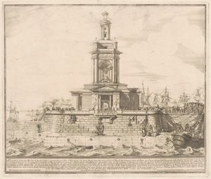 1750 年の中国のプリマ マッキナ: ナポリの新しい桟橋 作： after Michelangelo Specchi Jérôme Charles Bellicard