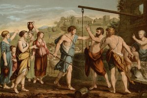 娘たちを守るモーセ 作： after Nicolas Poussin