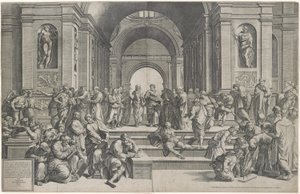 アテネの学校。パブ。 1550 作： after Raphael