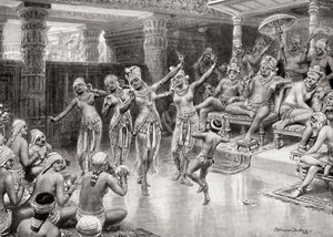 19世紀のアーティストによる、ハチソンヒストリーオブザネイションズ、パブ1915年のナハパナでの勝利を祝うガウタミプトラサタカラニの印象 作： after Robert Dudley
