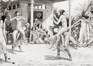 古代エジプトで踊りの形でボールを弾く少女、ハチソン国の歴史、pub.1915 作： after Robert Dudley
