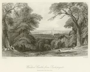 グレートパークのサリー側にあるビショップスゲートのウィンザー城 作： after Thomas Allom