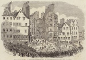 ハイストリート、エジンバラの倒れた家から死者と負傷者を取り除く 作： after Thomas Harrington Wilson