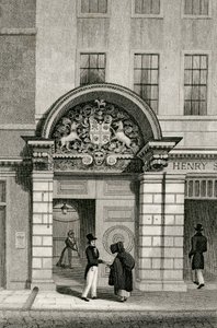 理容室、モンクウェルストリート、1830年 作： Thomas Hosmer after Shepherd