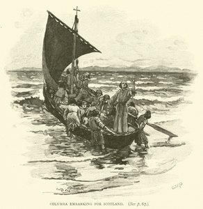 スコットランドに向けて出発するコロンバ 作： after William Henry Margetson