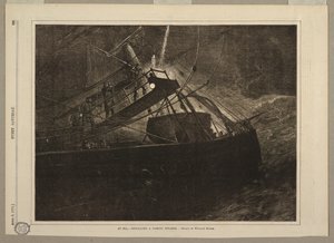海上で - 汽船の通過を合図する 作： after Winslow Homer