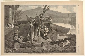 アディロンダック山脈でのキャンプ 作： after Winslow Homer