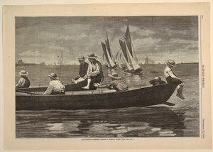 グロスター港、ハーパーズ ウィークリー、1873 年 9 月 27 日、p. 844 作： after Winslow Homer