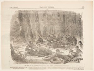 ポトマックの軍隊 - 森の中の私たちの辺境のピケット 作： after Winslow Homer