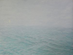 霧の中の囁き》2019年、パネルに油彩と金箔 作： angus hampel