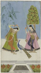 二人の女と孔雀 グジャラ・ラジーニ 作： anonymous (attributed to)