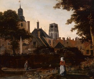 オランダ語：Stadsgezicht te Rotterdam met de Sint Laurenstoren 聖ローレンスケルクの塔があるロッテルダムの眺め。 作： 匿名