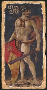 オランダ語：Wildeman met wapen van de familie Chigi 盾を支える野生の男、右向き 作： 匿名