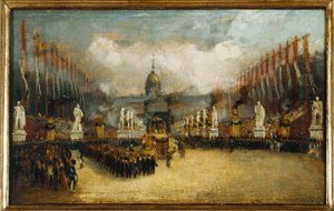フランス語：アンヴァリッド広場に到着したナポレオンの遺灰、1840年12月15日。 作： 匿名
