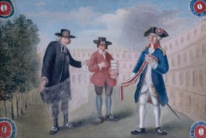 フランス語：Aux trois ordres.パレ・ロワイヤルのコカド商の看板。パレ・ロワイヤル、パリ1区 作： 匿名