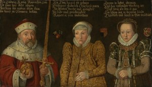 ドイツ語：プファルツ選帝侯フリードリヒ3世（1515-1576）と妻のマリア・フォン・ブランデンブルク・クルンバッハ、アマリア・フォン・ノイエナーの肖像画 作： 匿名
