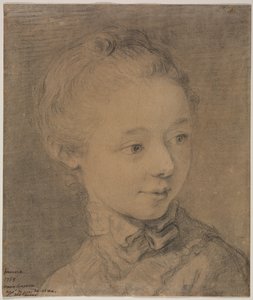 右向きの少女の頭 作： attributed to François Hubert Drouais