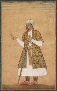 スピネルとデカンソードを持った廷臣、おそらくカーン・アラム 作： attributed to Govardhan