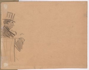 背の高い帽子をかぶった男の右横顔 (裏面) 作： attributed to Jean Louis Forain