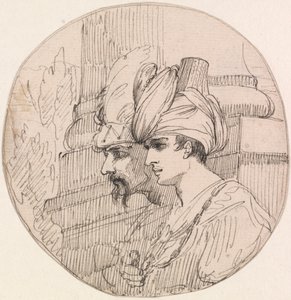 ラウンデルの 2 つの頭 作： attributed to John Hamilton Mortimer