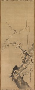 梅の花に雀 作： attributed to Kano Tan’yū