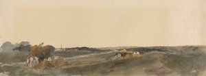 リンカンシャー川のほとりで干し草作り 作： attributed to Peter DeWint