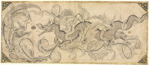 ライオンとフェニックスの頭を持つ葉のドラゴン 作： attributed to Sahkulu