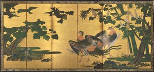 鳳凰と桐 作： attributed to Tosa Mitsuyoshi