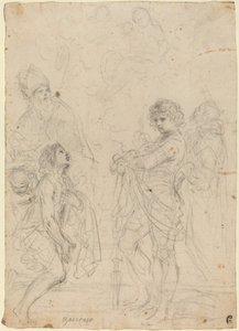 マドンナと子供と聖人ジミニャーノ、洗礼者ヨハネ、ジョージとピーターの殉教者 作： called Guercino Giovanni Francesco Barbieri