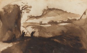 割れ目をのぞく羊飼い 作： called Guercino Giovanni Francesco Barbieri