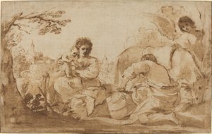 エジプトへの逃亡中の休息 作： called Guercino Giovanni Francesco Barbieri