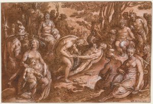 マルシアスの皮剥ぎ」 1570-1605年頃 作： called Johannes Stradanus Jan van der