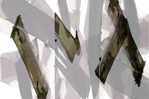 抽象的なオリーブグレーの筆致 作： 
