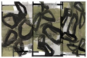 ダイナミックな筆触の抽象画 作： 