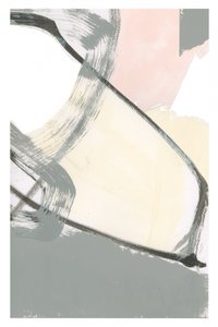 エレガントなグレーとピンクの抽象画 作： 
