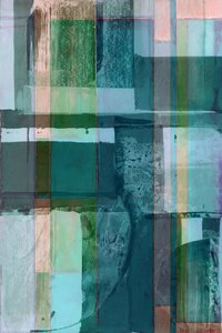 ティール色のブロックを重ねたデザイン 作： cartissi