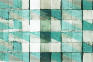 ティール色の幾何学模様ブロック 作： 