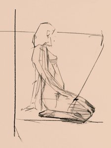 思索にふけるヌードのスケッチ 作： cartissi