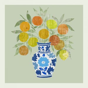 鮮やかな柑橘系の花瓶 作： 